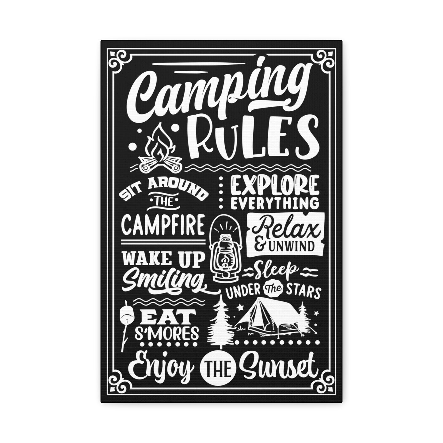 Camping Rules Canvas Gallery Wrap