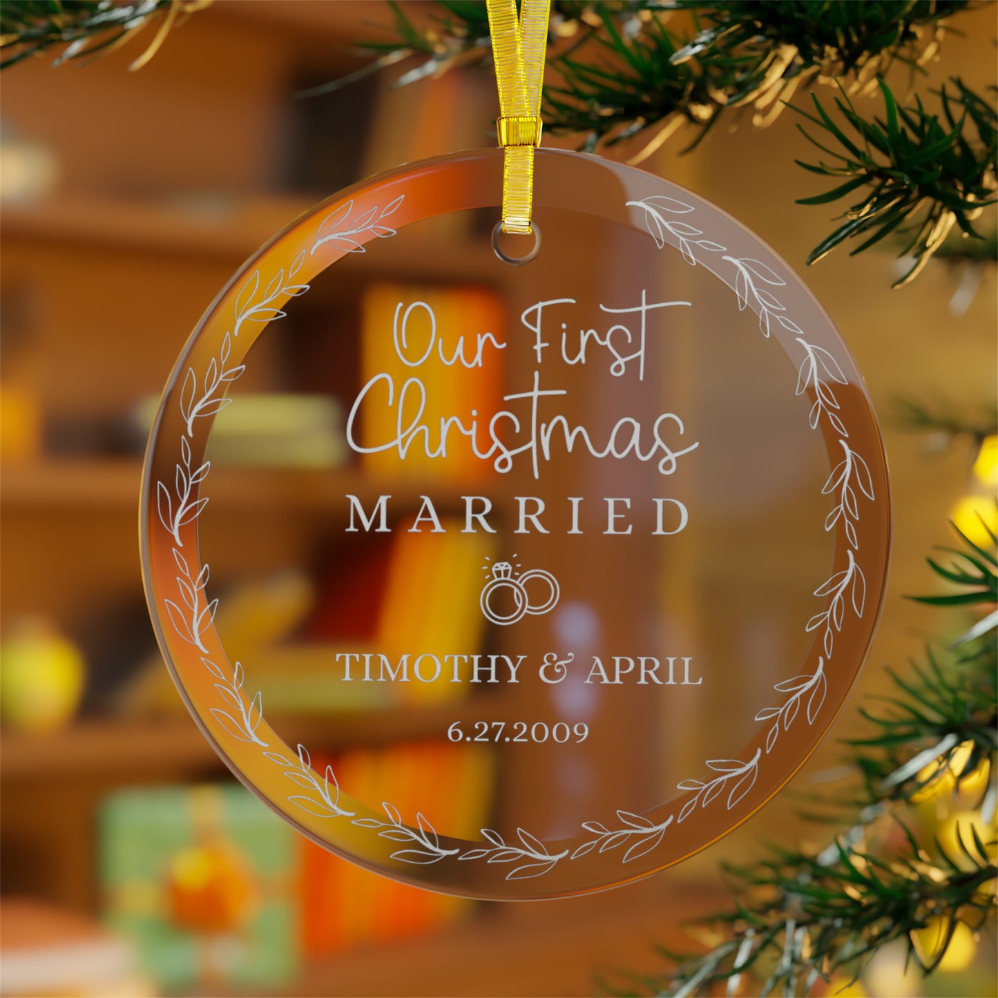 Our First Christmas Married - Personalized Glass Ornament