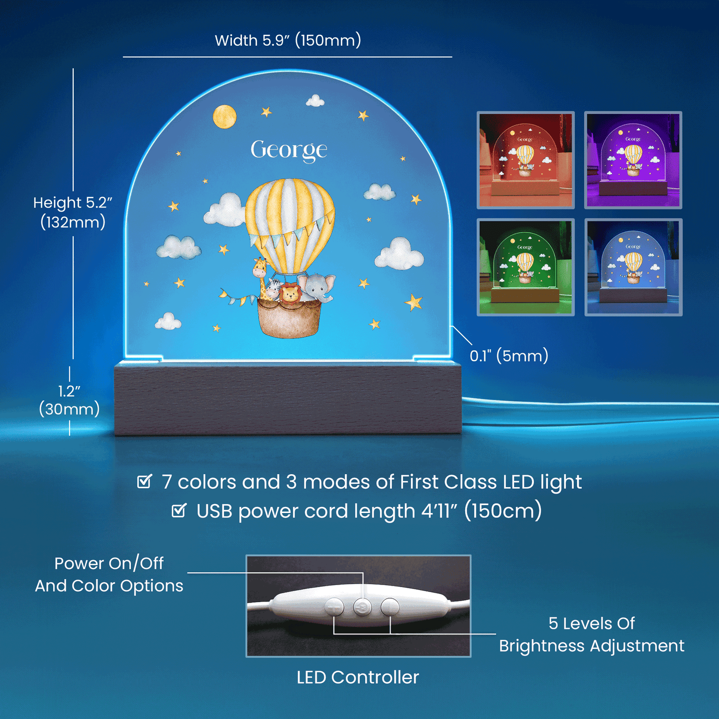 Enchanted Acrylic Nightlight - Kids Personalized LED Lamp