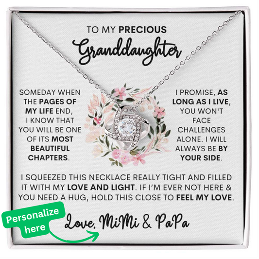 To My Precious Granddaughter, Personalized Love Knot Necklace