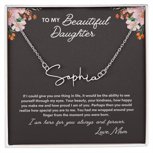 To My Daughter, From Mom, Custom Signature Style Name Necklace